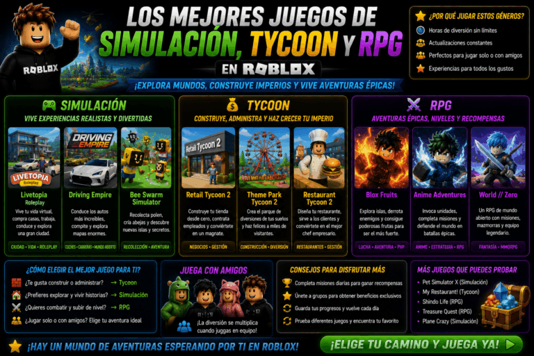 Los mejores juegos de simulación, tycoon y RPG.