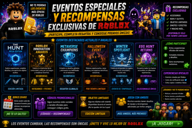 Eventos especiales y recompensas exclusivas de Roblox.