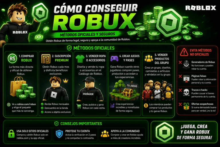 Cómo conseguir Robux (métodos oficiales y seguros).