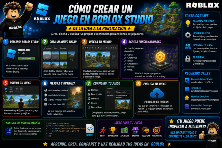 Cómo crear un juego en Roblox Studio.